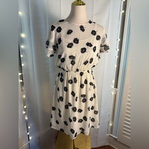 Gilli Black and Cream Ruffled Smocked Midi Dress